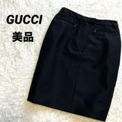 【美品】GUCCI 高級ミニスカート　ブラック　イタリア製のサムネイル