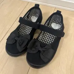 リボン黒フォーマルシューズ　22.0cm