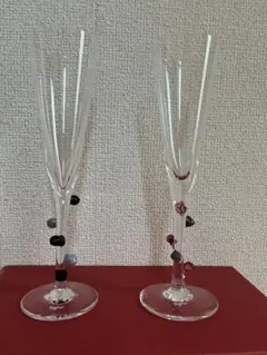新品、未使用品　Sghr ビーズ装飾 フルートグラス 2脚セット　ペアグラス