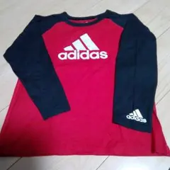502）adidas 長袖カットソー 赤黒150