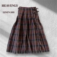 5【美品】HEAVENLY リネン100 チェックラップスカート　日本製のサムネイル