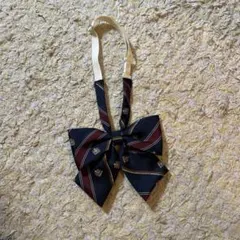 【East Boy】リボンタイ ネイビー バーガンディ ストライプ