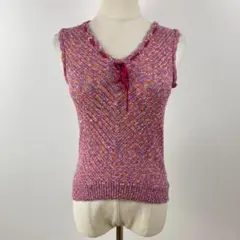 美品 組曲 クミキョク ニットベスト トップス ミックスカラー レイヤード Mのサムネイル