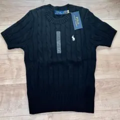 【新品正規品】POLO ラルフローレン ケーブルニット 半袖S ブラック黒