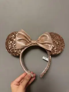 ピンクゴールド スパンコール キラキラ リボン カチューシャ