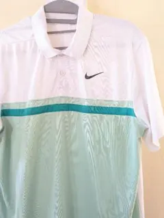 NIKE ポロシャツ ホワイト グリーン 半袖 海外古着 レトロ Mサイズのサムネイル