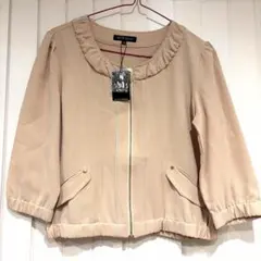 MISCH MASCH ギャザーノーカラージャケット 38 ベージュ