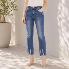 クラシカルエルフ【27】クロップド丈スキニーデニムパンツ ストレッチ クラッシュのサムネイル