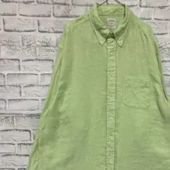 ブルックスブラザーズ長袖リネンシャツ！グリーンXL 0326