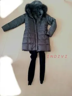INDIVI フード付きダウンジャケット グレー