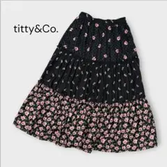 titty&Co. 花柄切替 ティアード フレア　ロングスカート ドット フリルのサムネイル