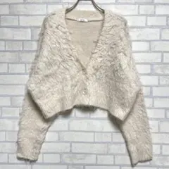 ♣︎NICE CLAUP シャギー ニット カーディガン ショート