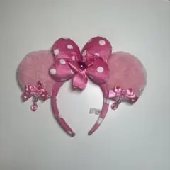 ディズニー カチューシャ ミニー ドット イヤリング ピンク リボン 水玉