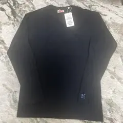 【新品未使用】ハリウッドランチマーケット　Vネック長袖Tシャツ 黒　H刺繍のサムネイル
