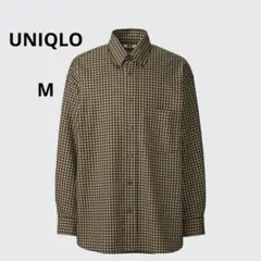 【美品】ユニクロユー　ツイルオーバーサイズシャツ　長袖　ボタンダウン　チェックM