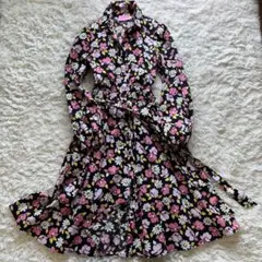 美品　ケイトスペード　フラワープリントロングワンピース ベルト Aライン
