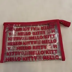 ハローキティ クリアポーチ 赤 サンリオ レトロ フラットポーチ ビニール