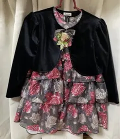 黒ジャケットと花柄ドレスセット120cm 発表会　結婚式