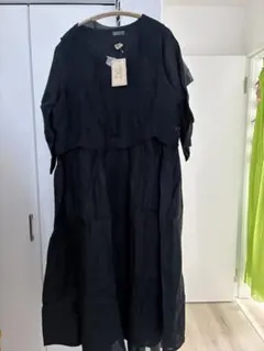 GA-ON ロングワンピース ベスト付 黒系