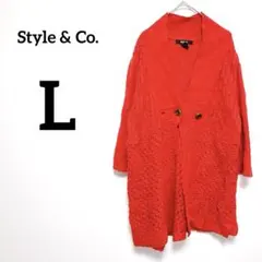 一点物✨Style & Co. レッド 七分丈　ニットカーディガン【L】秋冬