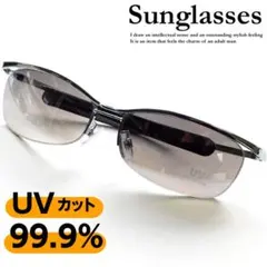 ハーフリム型 サングラス メンズ ブロー オラオラ系 UVカット 伊達メガネSLのサムネイル
