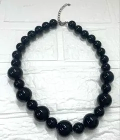 【M12】✨ブラック✨ビーズネックレス　アジャスター付き