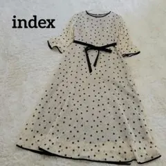 美品 index 小花柄ロングワンピース ウエストリボン 上品 フェミニン