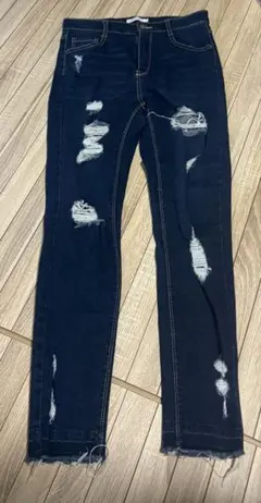 ダメージ加工ダークブルースキニージーンズ2枚セット - メルカリ