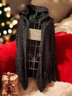 大きいサイズ4L フード付き　ニットパーカーカーディガン