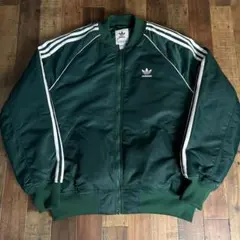 超希少‼︎ アディダス トレフォイルロゴ 刺繍 肉厚 深緑 ビッグ トラックJKT