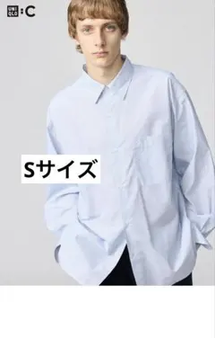 UNIQLO C ブロードオーバーサイズシャツ　ストライプ62 Blue S