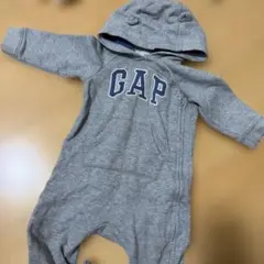 GAP ベビー フード付き カバーオール グレー