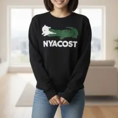 ネコ 猫 Printstar NYACOST トレーナー Sサイズ ブラックのサムネイル