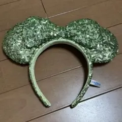 ミニーマウス風スパンコールカチューシャ　黄緑