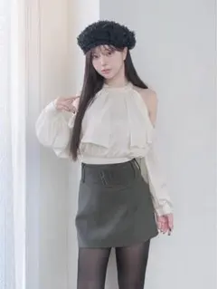 【Darich】新品 パールネックアメスリブラウス WHTのサムネイル