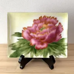 【匿名配送】七宝焼　牡丹　飾り皿　18×23.5cm 台座付き　インテリア