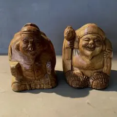 木製 福の神像 2体セット 約10cm 木製 福の神像 手彫り 15cm - メルカリ