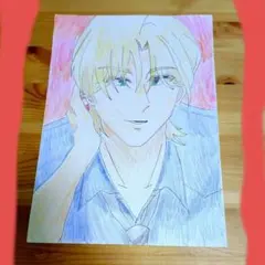 即購入ok　手描きイラスト 　男性 　オリジナル　男の子　アナログ　イラスト