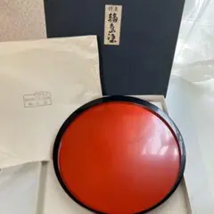 茶道具 京指物師亀雄斎作 内朱高脚盆東大寺龍松院第二百二十一世別当寬