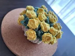 かぎ針編み コースターと小物入れセット（バラ）