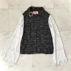 美品✨キシダミキ レーススリーブ トップス ツイード - メルカリ