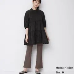 GU シアーシャツ 五分袖ティアードチュニック