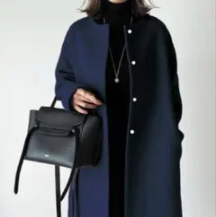 チェスターコート シンプル ミドル丈 韓国風コート 冬服 ウール ダークブルー