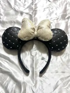 ⭐︎美品⭐︎ ディズニーカチューシャ　ミニー　キルティングパール　ブラック