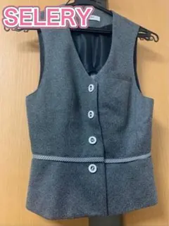 事務服　ベスト　５号　春夏用　ニット　セロリー　小さいサイズのサムネイル