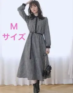 GRL / ベルト付き千鳥柄フレアロングシャツワンピース[tg531]/Ｍサイズ
