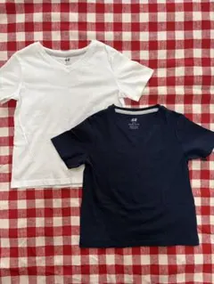 H&M Tシャツ 110cm ホワイト ネイビー 2枚セット
