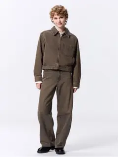 ジーユー　バレルレッグジーンズ　ブラウン　women L