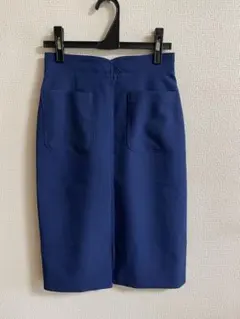 美品　ブルー　タイトスカート 前面ファスナー