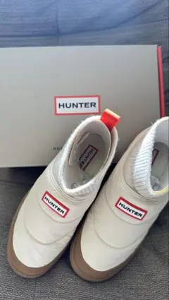 【美品】HUNTER インアウトパファーニットカフブーツ ホワイト